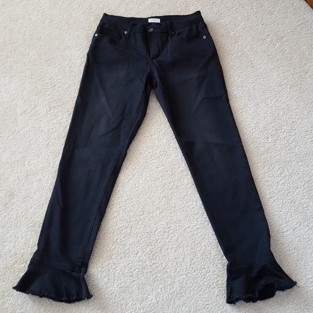 Firth frayed hem ruffle bottom lightweight jean - Picture 2 of 8